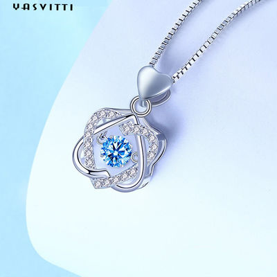 1.2x2cm 2.2g Sterling Silver Jewelry Necklaces S925 Hart Zes richtte Sterhalsband