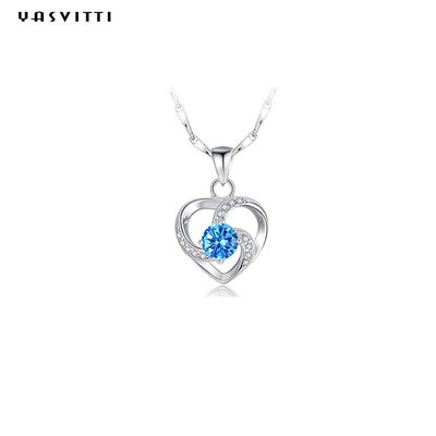 210mm 0.15oz 14k Gouden de Tegenhangerodm van Halfedelsteencrystal necklace festival silver heart