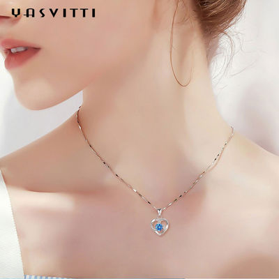 210mm 0.15oz 14k Gouden de Tegenhangerodm van Halfedelsteencrystal necklace festival silver heart
