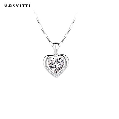 0.69ft 0.7oz Sterling Silver Heart Pendant Necklace de Halsband van het Verloofdezirkoon