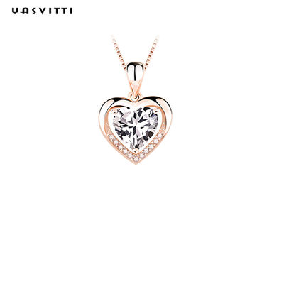 0.69ft 0.7oz Sterling Silver Heart Pendant Necklace de Halsband van het Verloofdezirkoon
