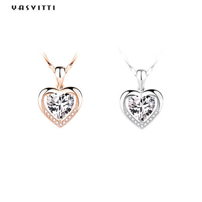 0.69ft 0.7oz Sterling Silver Heart Pendant Necklace de Halsband van het Verloofdezirkoon