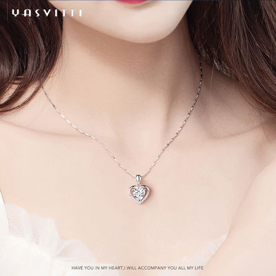 0.69ft 0.7oz Sterling Silver Heart Pendant Necklace de Halsband van het Verloofdezirkoon