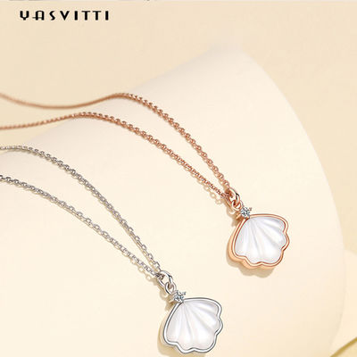 Parel Shell Natural Clavicle Chain Necklace 925 Sterling Silver Necklace