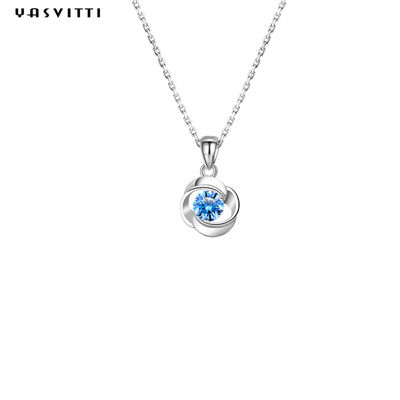 Van de de Steentegenhanger van luxe Geometrische Sterling Silver Necklace Blue Topaz de Halsbandenjuwelen