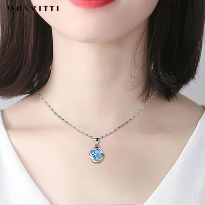 Van de de Steentegenhanger van luxe Geometrische Sterling Silver Necklace Blue Topaz de Halsbandenjuwelen
