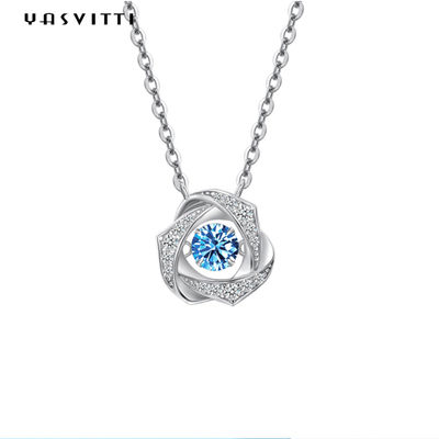 2g Halsband 1.64ft van het verloofde18k Sterling Silver Pendant Necklace Cubic Zirconiumdioxyde