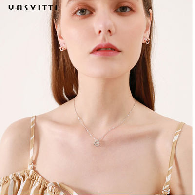 2g Halsband 1.64ft van het verloofde18k Sterling Silver Pendant Necklace Cubic Zirconiumdioxyde