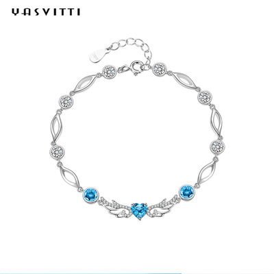 6.2g 0.21m Sterling Silver Jewelry Bracelets Inlaid Geometrische 925 Blauw Topaz Bracelet
