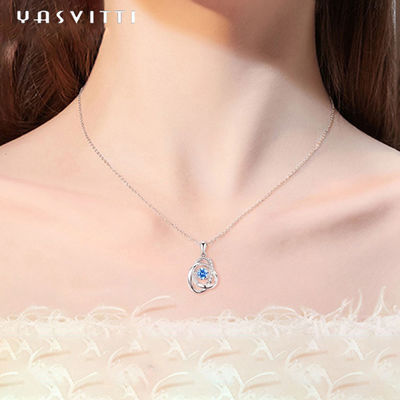 1,1 Gram 16.76mm Sterling Silver Jewelry Necklaces 5A CZ Sapphire Stone Necklace