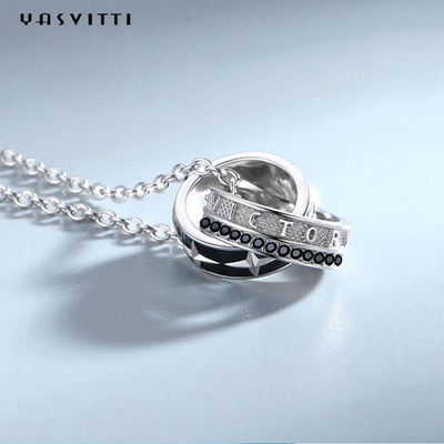 Zweep Roestvrij staaljuwelen 0.1oz 2.6ft Dubbel Ring Pendant Necklace 316L