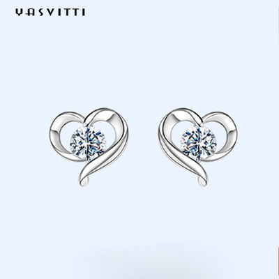 2.87g 0.39in Sterling Silver Heart Stud Earrings-ODM Witte 925 Sterling Silver Stud