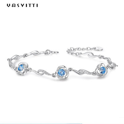 7.3in 5.2g Sterling Silver Jewelry Bracelets Blauwe het Bergkristalarmband van AMERIKAANSE CLUB VAN AUTOMOBILISTENcz