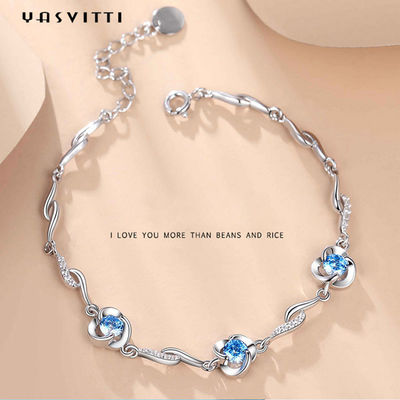 7.3in 5.2g Sterling Silver Jewelry Bracelets Blauwe het Bergkristalarmband van AMERIKAANSE CLUB VAN AUTOMOBILISTENcz