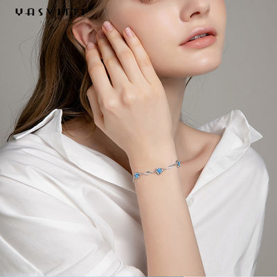 7.3in 5.2g Sterling Silver Jewelry Bracelets Blauwe het Bergkristalarmband van AMERIKAANSE CLUB VAN AUTOMOBILISTENcz