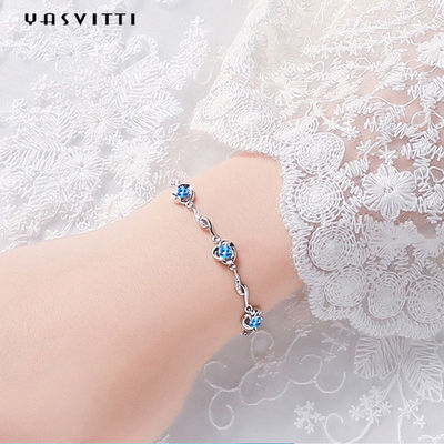 7.3in 5.2g Sterling Silver Jewelry Bracelets Blauwe het Bergkristalarmband van AMERIKAANSE CLUB VAN AUTOMOBILISTENcz