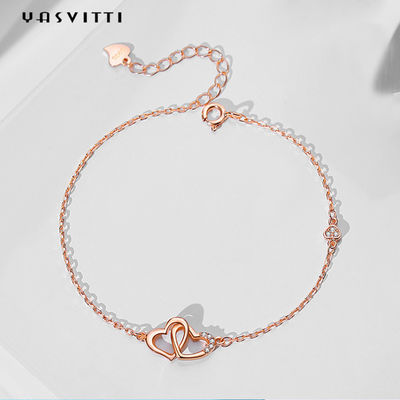 ODM 7.8in 304 SS Schuifarmbanden Zilveren 18k Rose Gold Open Heart Bracelet