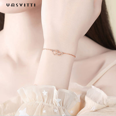 ODM 7.8in 304 SS Schuifarmbanden Zilveren 18k Rose Gold Open Heart Bracelet