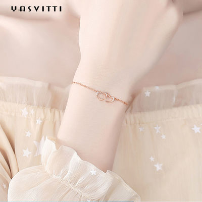 ODM 7.8in 304 SS Schuifarmbanden Zilveren 18k Rose Gold Open Heart Bracelet