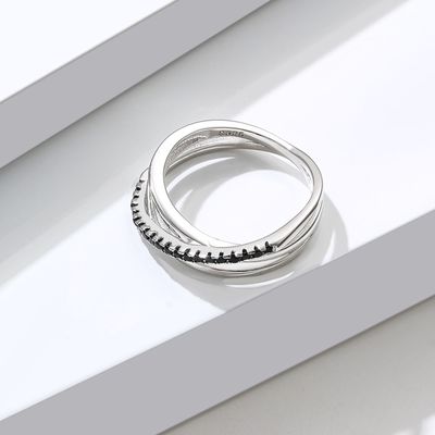 2.1g 0.172cm Drievoudige Diamond Ring SGS van Sterling Silver Jewelry Rings 5A CZ