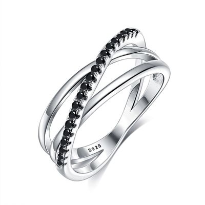 2.1g 0.172cm Drievoudige Diamond Ring SGS van Sterling Silver Jewelry Rings 5A CZ