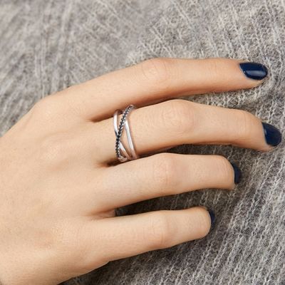 2.1g 0.172cm Drievoudige Diamond Ring SGS van Sterling Silver Jewelry Rings 5A CZ