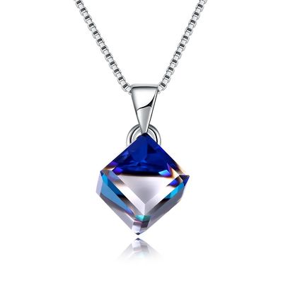 Sugar Cube Pendant Clavicle Chain-Vrouw 925 Zilveren Oostenrijks Crystal Love Cube Necklace