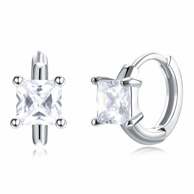 1.2cm 316L SS Vierkante Zirkoonoorringen 3A CZ Sterling Silver Stud Earrings