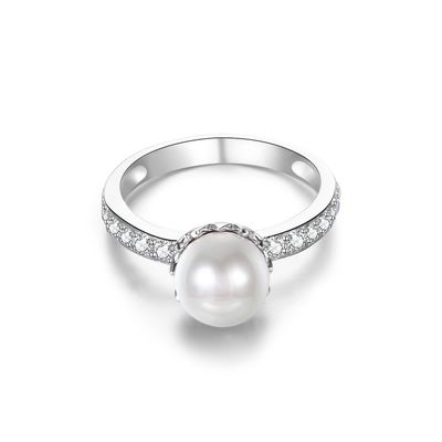 15.8mm ODM van 1,38 Gramparel Gevormd Diamond Ring Verloofde Sterling Silver Ring