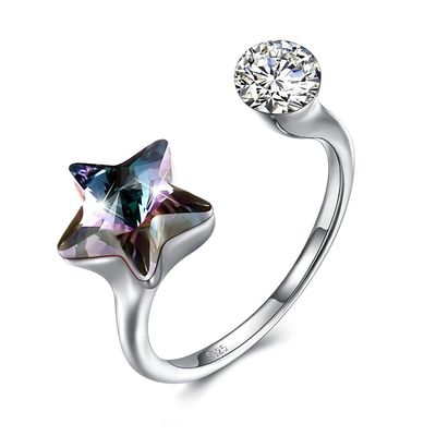 10x17mm 3.23g 925 Sterling Silver Rings Platinum Plated SGS van Sterdiamond ring