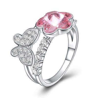3g 1.1cm Ring van de het Gouden Plateren de Roze Vlinder van Sterling Silver Jewelry Rings 18k