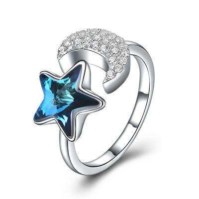 11mm 0.04oz Maan en Zirkoon 925 van de Sterring 5A Sterling Silver Rings