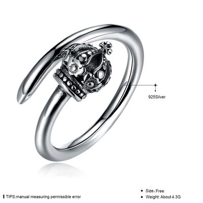 Ringen van de Overeenkomstenring hypoallergenic cluster real silver van 1.39g 17.3mm de Kroon Gestalte gegeven