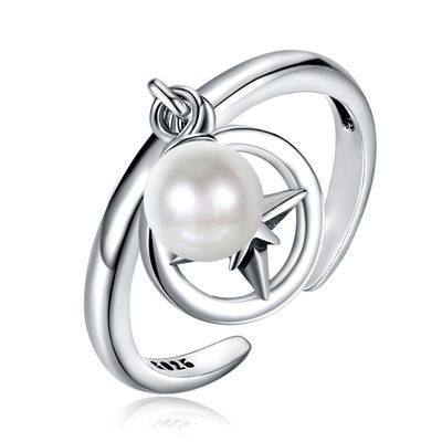Openings 925 Sterling Silver Mountable Pearl Pendant Ring Van regelbare grootte