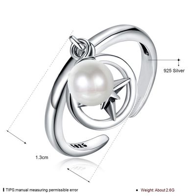 Openings 925 Sterling Silver Mountable Pearl Pendant Ring Van regelbare grootte