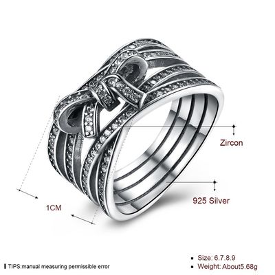 925 Sterling Silver Bowknot Finger Ring met Crystal Women Ring European Original-Juwelengift