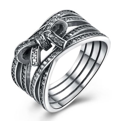 925 Sterling Silver Bowknot Finger Ring met Crystal Women Ring European Original-Juwelengift