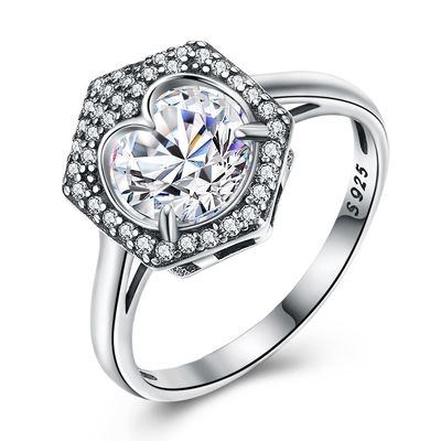 Het Huwelijk Ring Couples S925 van luxejuwelen verzilvert Acht Hart Acht Pijlen Zircon Diamond Ring