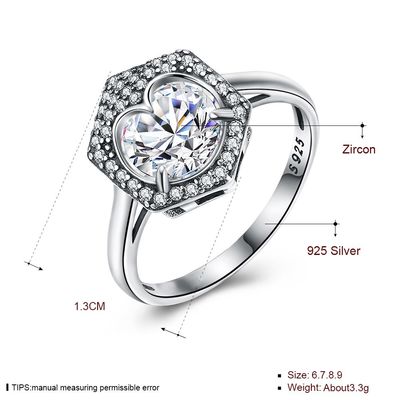 Het Huwelijk Ring Couples S925 van luxejuwelen verzilvert Acht Hart Acht Pijlen Zircon Diamond Ring