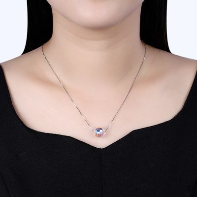 3.5g 17in Sterling Silver Jewelry Necklaces 8mm Bal Aurora Crystal Diamond Necklace