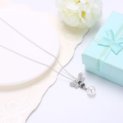 Manierodm Vlinderkristal 0.27in Parel 3.93g Sterling Silver Jewelry Necklaces
