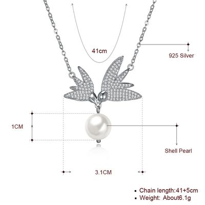10mm Zoetwaterparelvlinder 14,7“ 6.1g-Ketting Sterling Silver Jewelry Necklaces