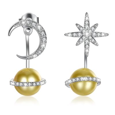 14.11mm 3.73g Ster en Maangift 925 van Kwanzaa van Oorringennagels Zilveren Oorringen