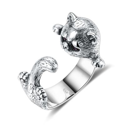 Regelbare 3D Legerings Dierlijke Ringen 925 Zilveren Sterling Pet Lover Gift Jewelry