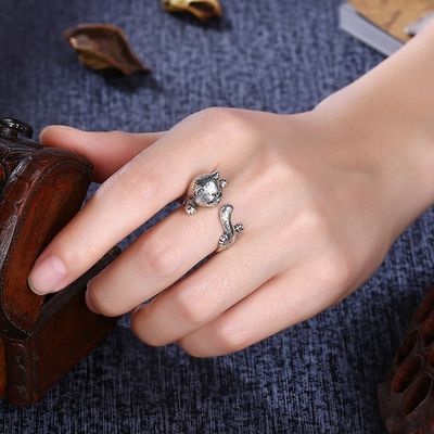 Regelbare 3D Legerings Dierlijke Ringen 925 Zilveren Sterling Pet Lover Gift Jewelry