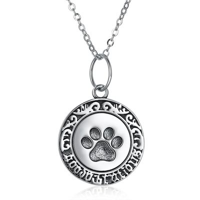 16in 0.9g Paw Print Necklace Lovely 3A CZ 925 Zilveren Halsband