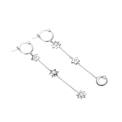 van de de Sterlegering van 1.75g 3.7in Sterling Silver Jewelry Earrings Moon SGS van de Dalingsoorringen