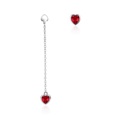 0.58m 3.3g Sterling Silver Heart Earrings Zircon Lange Dalingsketen Oorringenodm