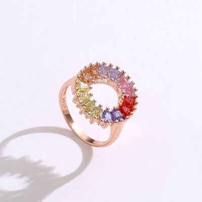 14.1mm 3.4g Zircon de graduatie Rose Gold Vermeil Ring van Verlovingsringvrouwen