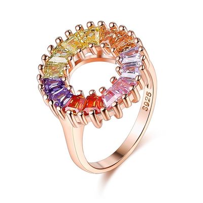14.1mm 3.4g Zircon de graduatie Rose Gold Vermeil Ring van Verlovingsringvrouwen